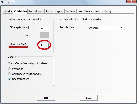Tiler – Tloušťka pokládky Tiler – Tloušťka pokládky