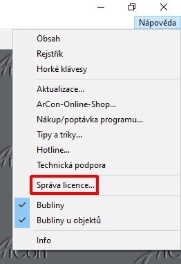Správa licence Správa licence